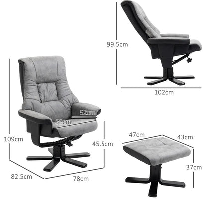HOMCOM Fabric Recliner Sofa Armchair with footstool Swivel Sofa Grey Additional View 3