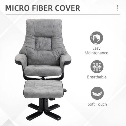 HOMCOM Fabric Recliner Sofa Armchair with footstool Swivel Sofa Grey Additional View 5