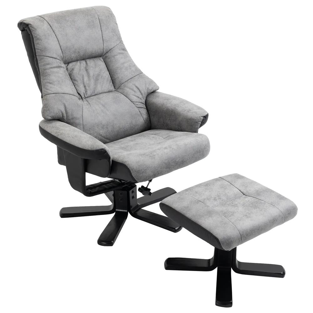 HOMCOM Fabric Recliner Sofa Armchair with footstool Swivel Sofa Grey Additional View 10