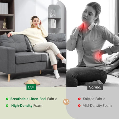 HOMCOM 3 Seater Sofa with Footstool, Fabric L-Shaped Sofa, Sectional Couch with Wood Legs, Tufting Cushioned Back for Small Space, Living Room, Office, Dark Grey Additional View 6