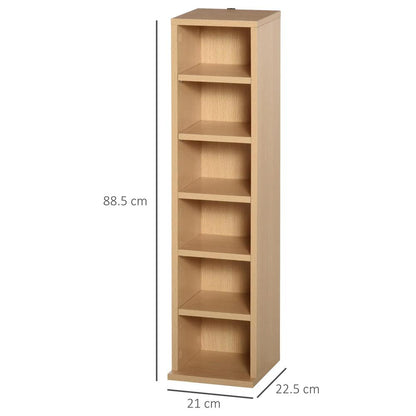 HOMCOM 204 CD Media Display Shelf Unit Set of 2 Blu-Ray Tower Rack w/ Adjustable Shelves Bookcase Storage Organiser, Natural Wood Colour Additional View 3