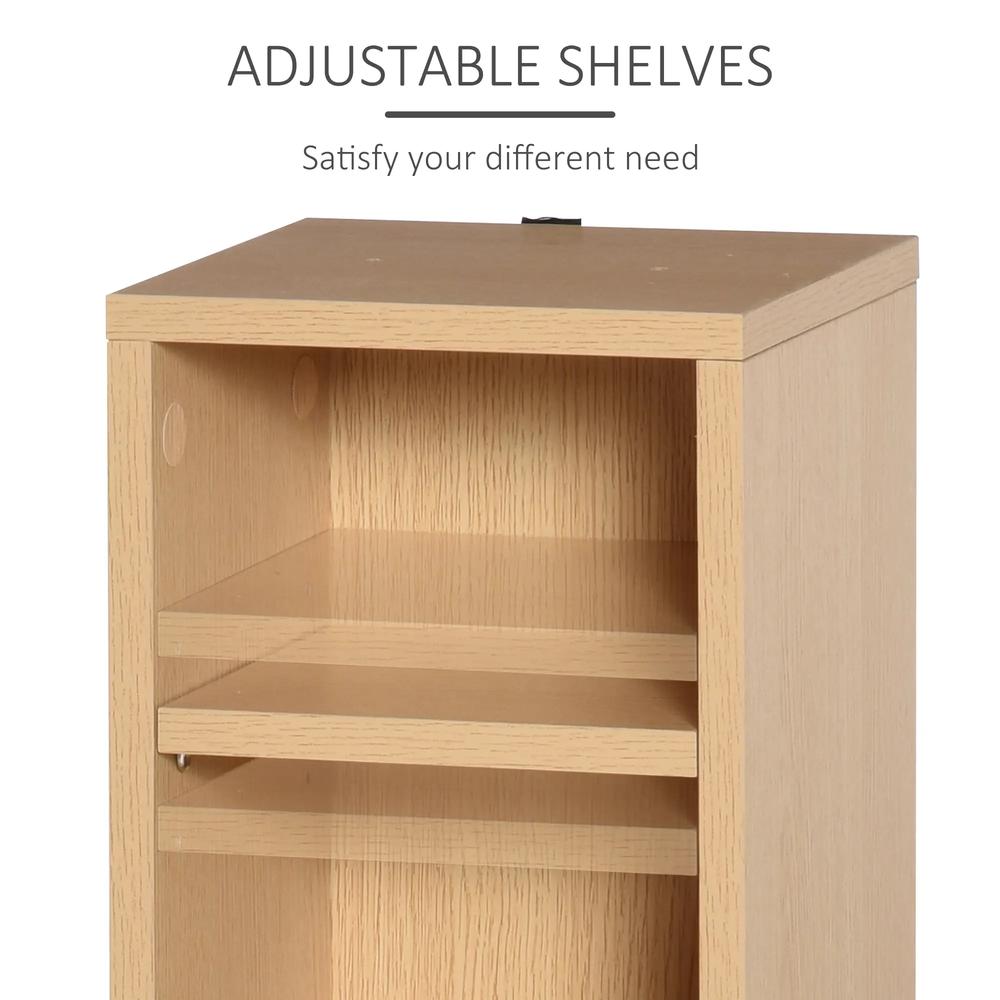 HOMCOM 204 CD Media Display Shelf Unit Set of 2 Blu-Ray Tower Rack w/ Adjustable Shelves Bookcase Storage Organiser, Natural Wood Colour Additional View 7
