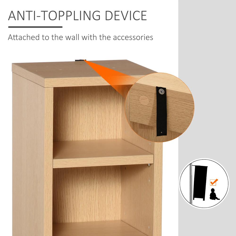 HOMCOM 204 CD Media Display Shelf Unit Set of 2 Blu-Ray Tower Rack w/ Adjustable Shelves Bookcase Storage Organiser, Natural Wood Colour Additional View 8