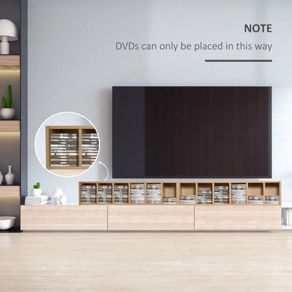 HOMCOM 204 CD Media Display Shelf Unit Set of 2 Blu-Ray Tower Rack w/ Adjustable Shelves Bookcase Storage Organiser, Natural Wood Colour Additional View 9