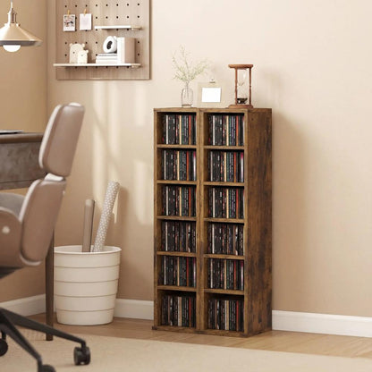 HOMCOM Set of 2 CD Media Display Shelf Unit Tower Rack with Adjustable Shelves Additional View 2