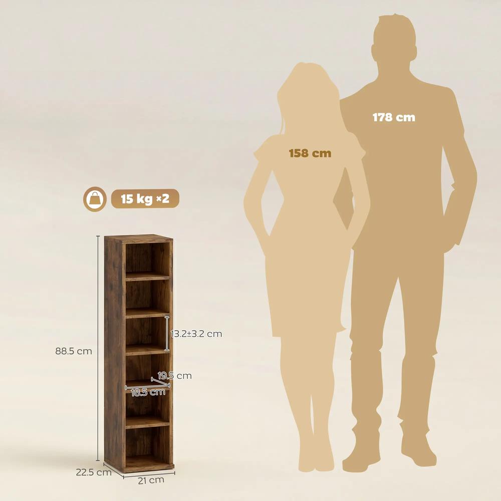 HOMCOM Set of 2 CD Media Display Shelf Unit Tower Rack with Adjustable Shelves Additional View 3