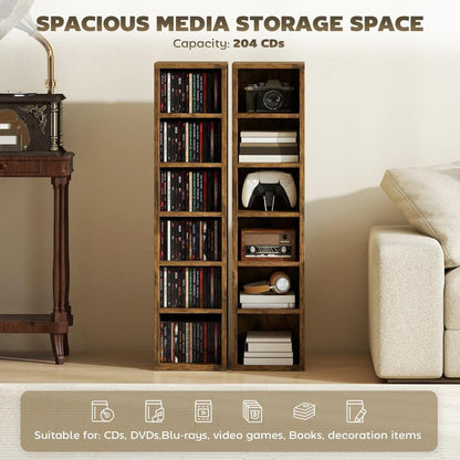 HOMCOM Set of 2 CD Media Display Shelf Unit Tower Rack with Adjustable Shelves Additional View 4