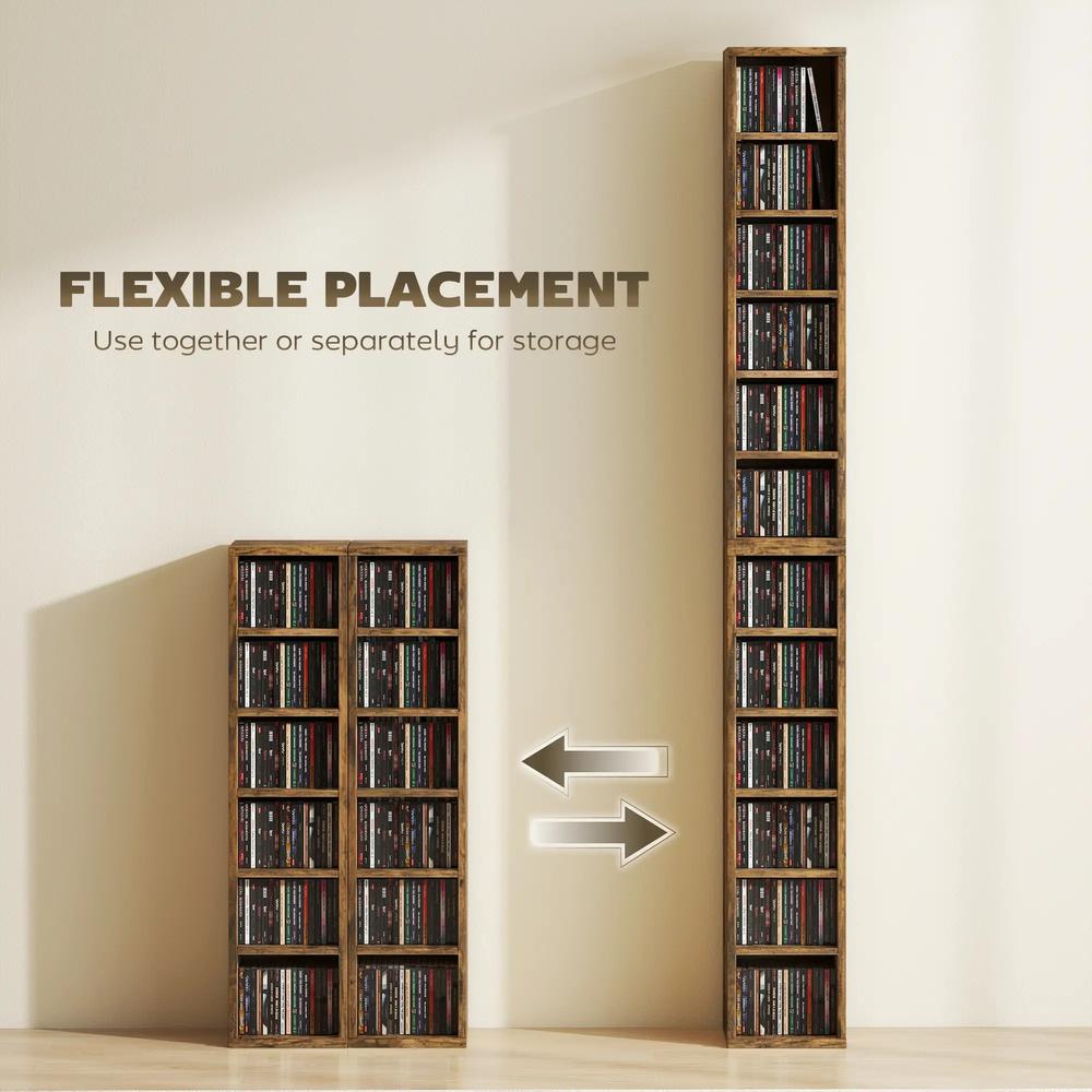 HOMCOM Set of 2 CD Media Display Shelf Unit Tower Rack with Adjustable Shelves Additional View 5