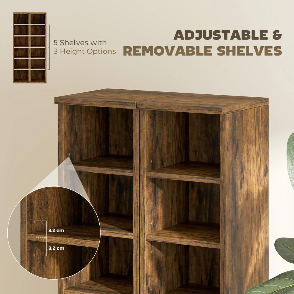 HOMCOM Set of 2 CD Media Display Shelf Unit Tower Rack with Adjustable Shelves Additional View 6