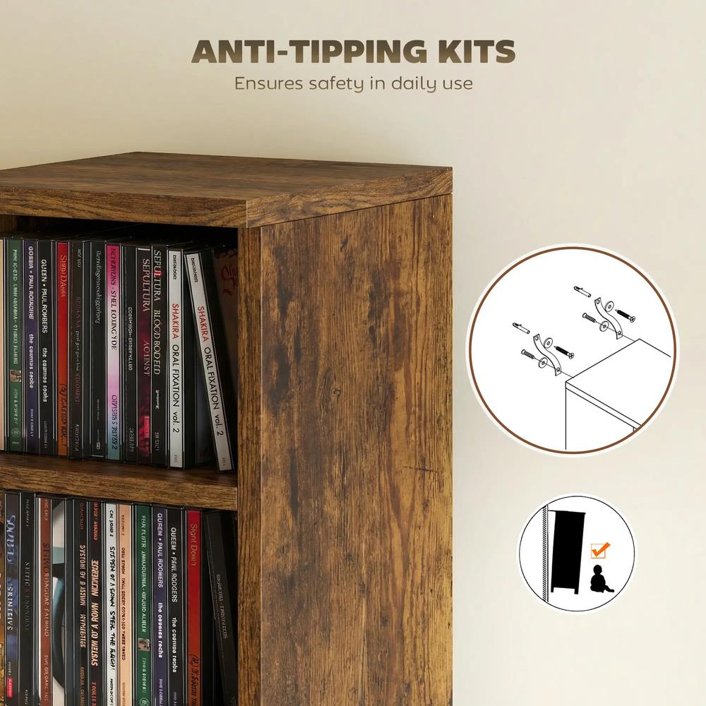 HOMCOM Set of 2 CD Media Display Shelf Unit Tower Rack with Adjustable Shelves Additional View 7