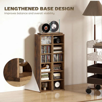 HOMCOM Set of 2 CD Media Display Shelf Unit Tower Rack with Adjustable Shelves Additional View 8