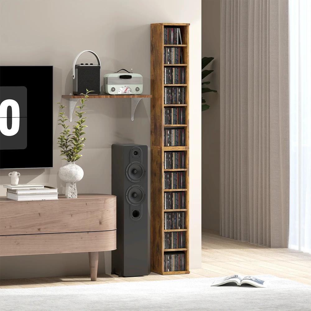 HOMCOM Set of 2 CD Media Display Shelf Unit Tower Rack with Adjustable Shelves Additional View 10