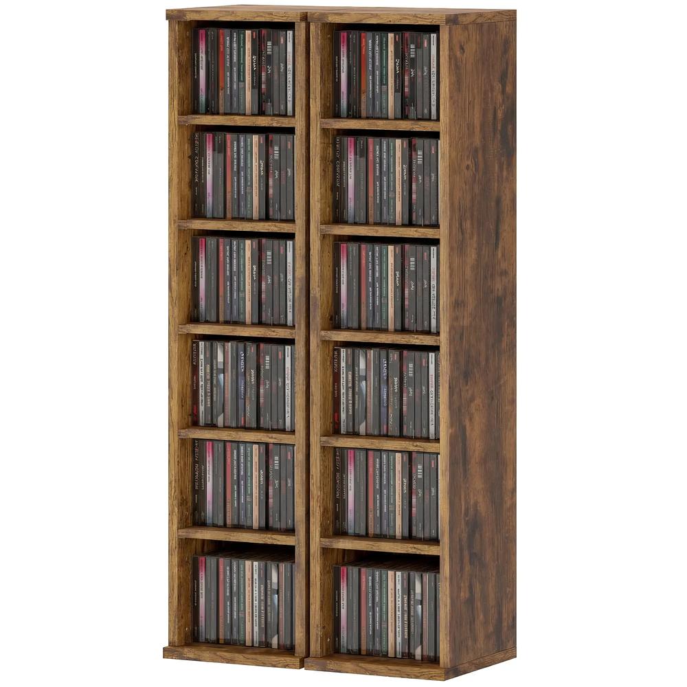 HOMCOM Set of 2 CD Media Display Shelf Unit Tower Rack with Adjustable Shelves Additional View 11