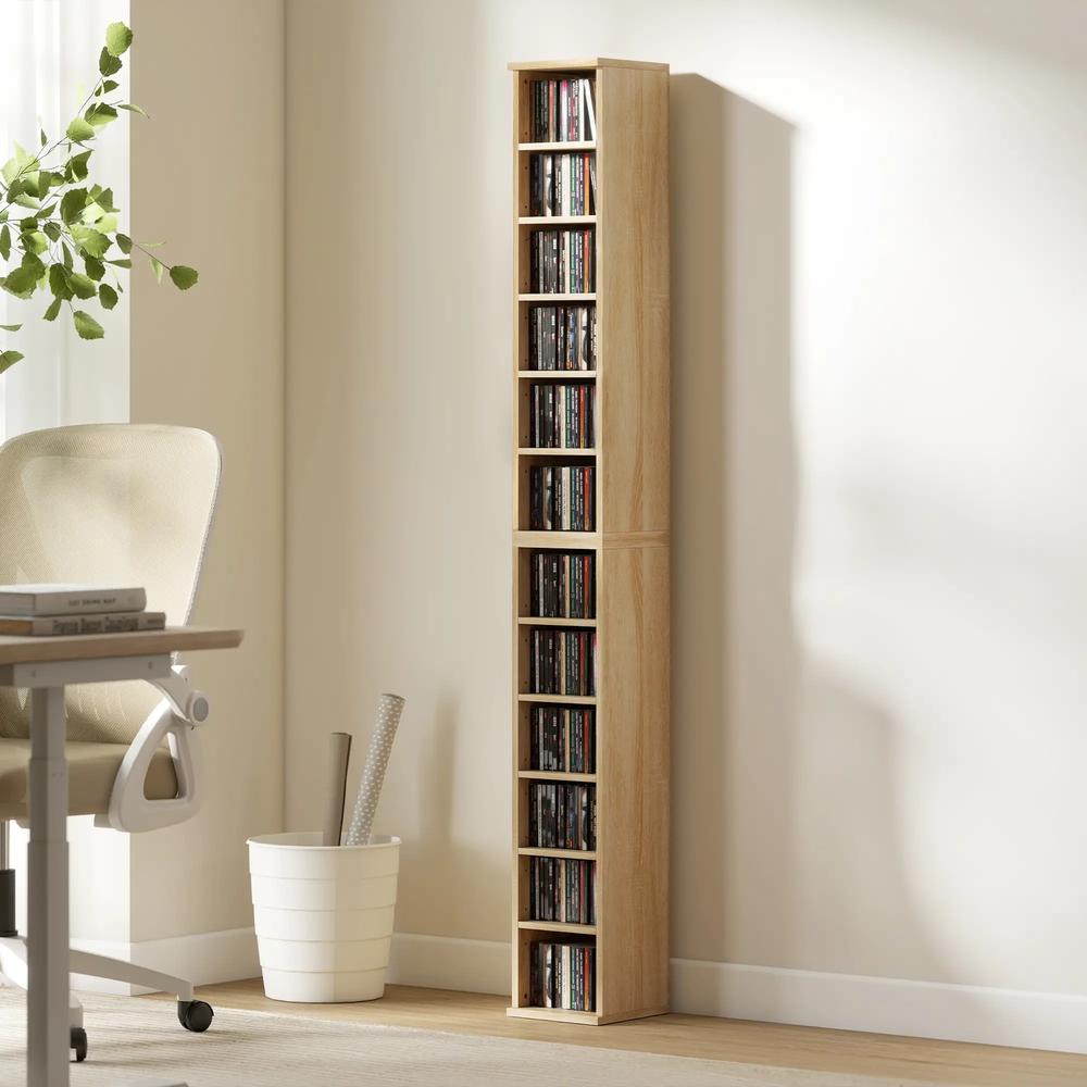 HOMCOM Set of 2 CD Media Display Shelf Unit Tower Rack with Adjustable Shelves Additional View 54