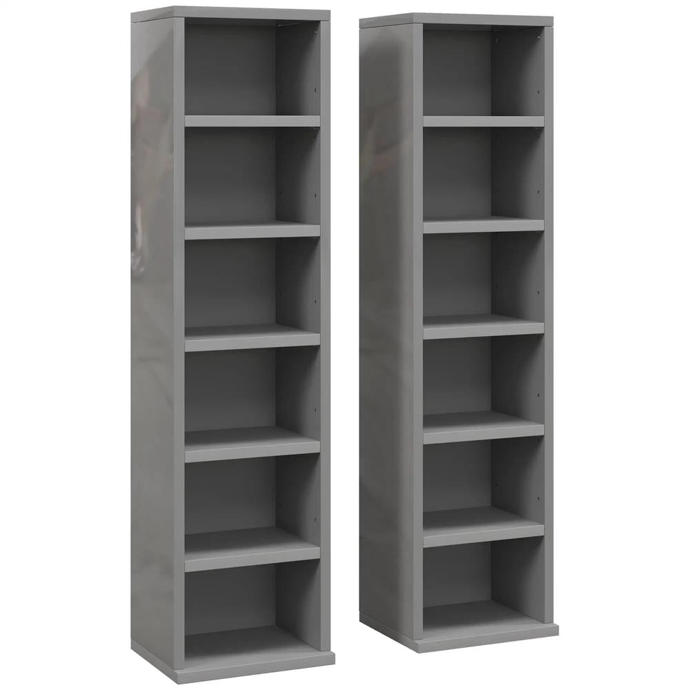 HOMCOM Set of 2 CD Media Display Shelf Unit Tower Rack with Adjustable Shelves Additional View 12