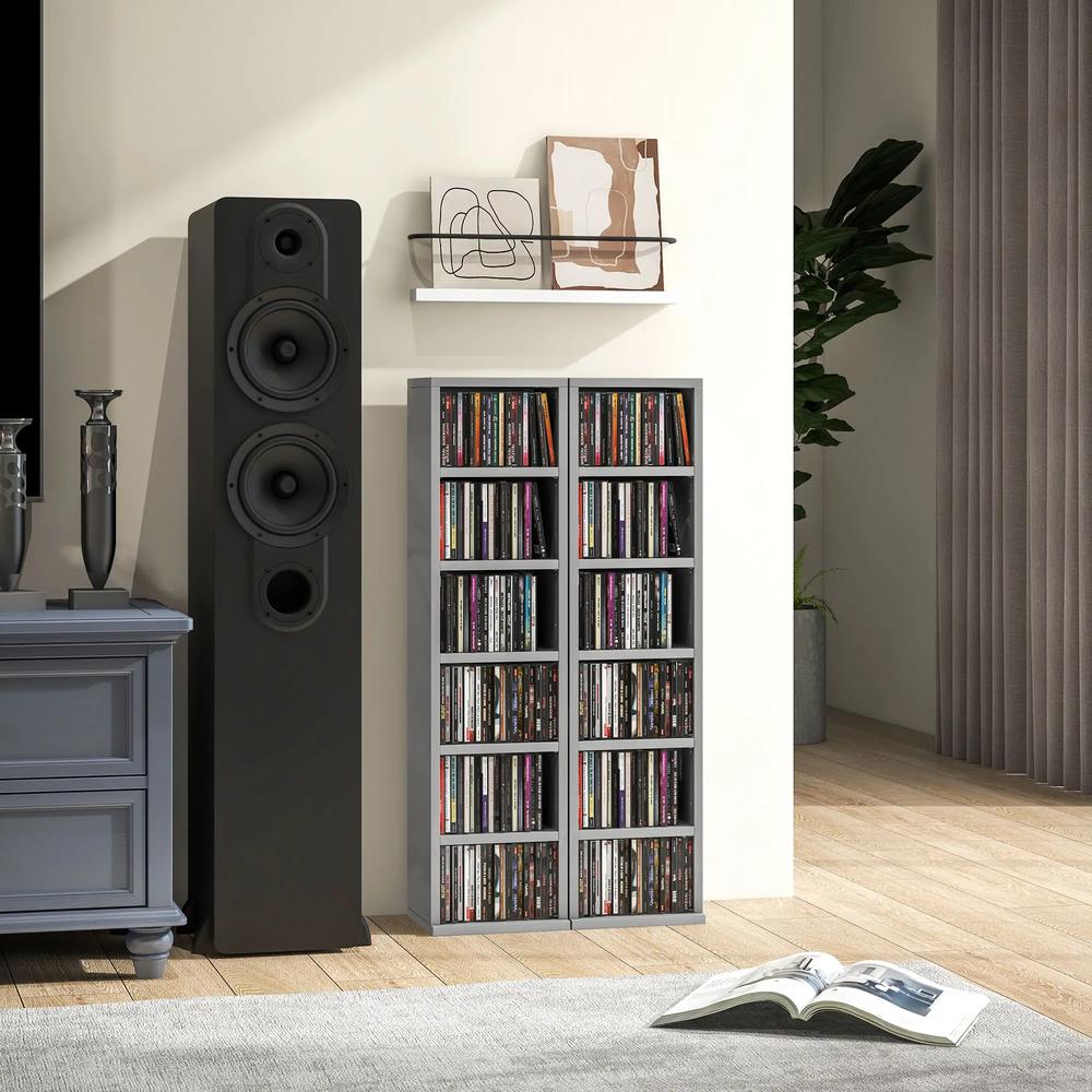 HOMCOM Set of 2 CD Media Display Shelf Unit Tower Rack with Adjustable Shelves Additional View 13