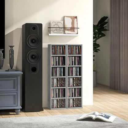 HOMCOM Set of 2 CD Media Display Shelf Unit Tower Rack with Adjustable Shelves Additional View 13