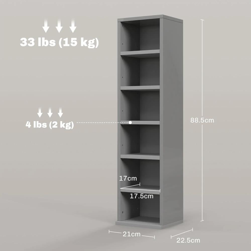 HOMCOM Set of 2 CD Media Display Shelf Unit Tower Rack with Adjustable Shelves Additional View 14