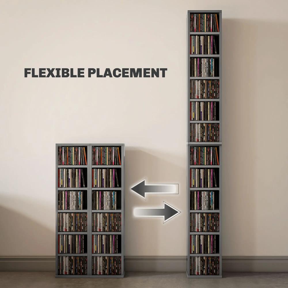 HOMCOM Set of 2 CD Media Display Shelf Unit Tower Rack with Adjustable Shelves Additional View 16