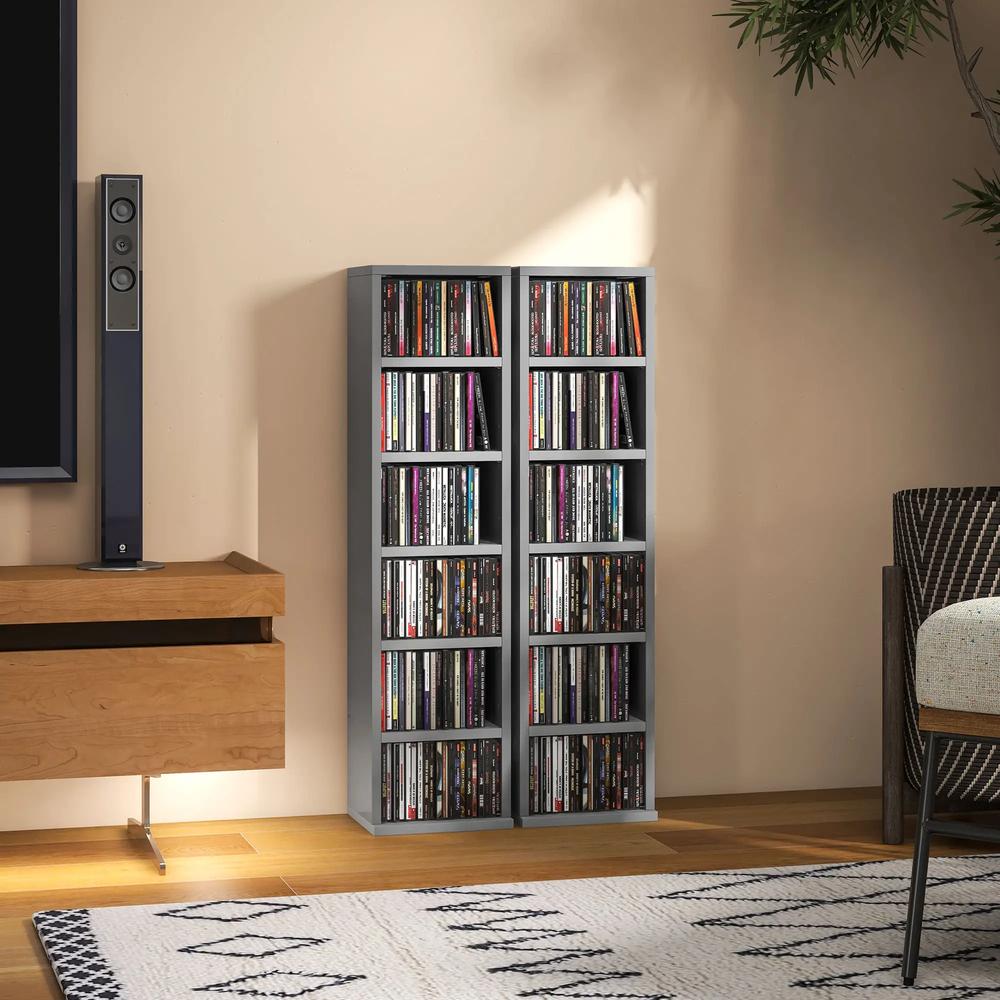 HOMCOM Set of 2 CD Media Display Shelf Unit Tower Rack with Adjustable Shelves Additional View 20