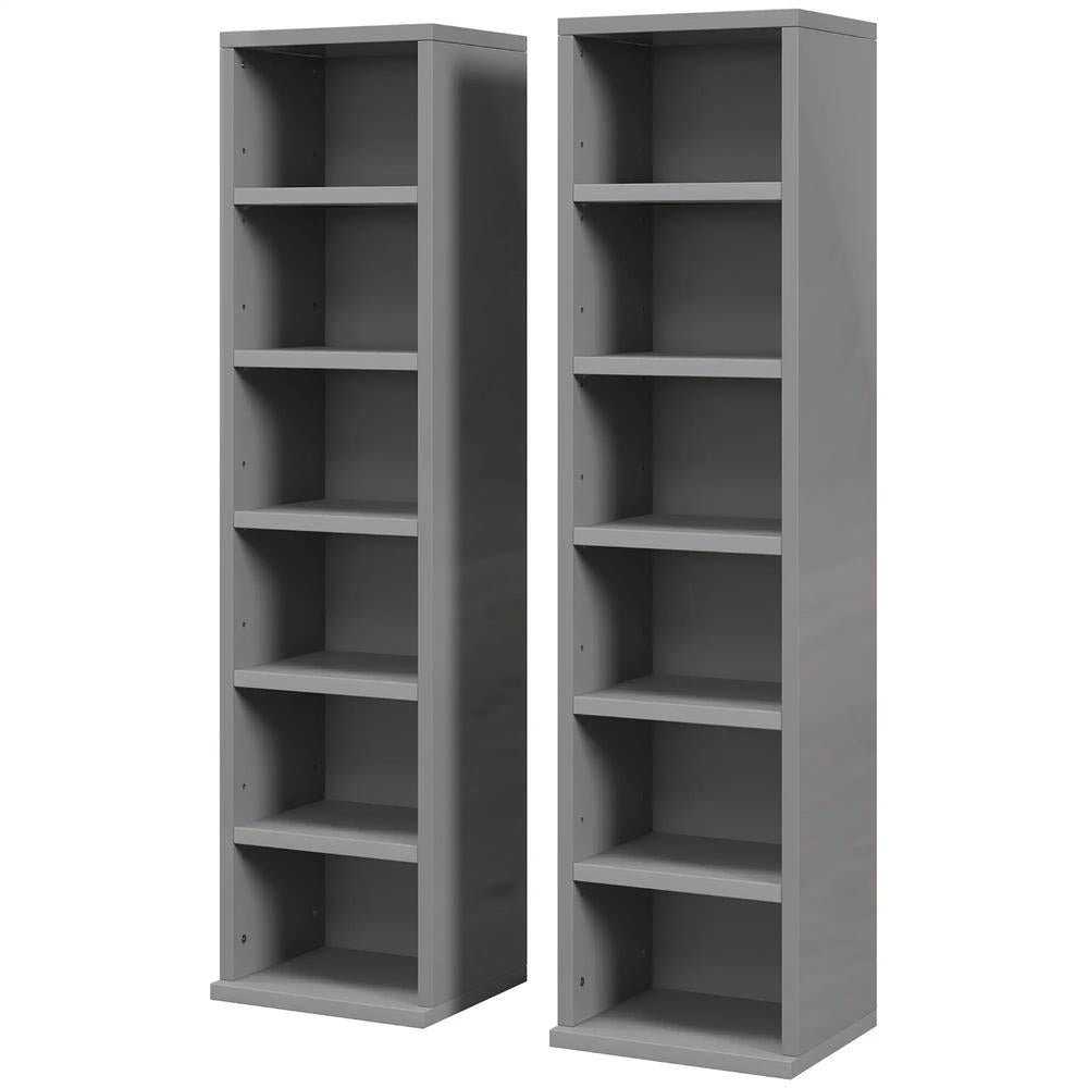 HOMCOM Set of 2 CD Media Display Shelf Unit Tower Rack with Adjustable Shelves Additional View 22