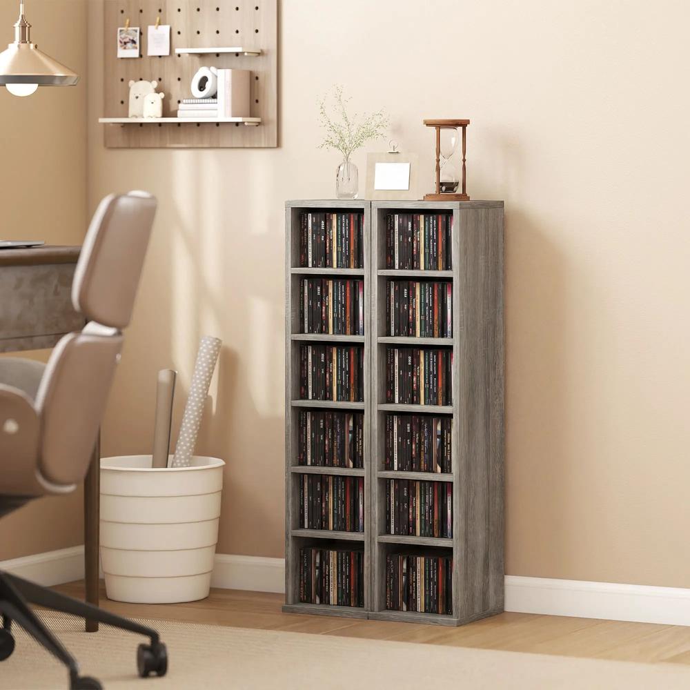 HOMCOM Set of 2 CD Media Display Shelf Unit Tower Rack with Adjustable Shelves Additional View 24
