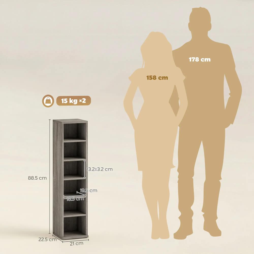 HOMCOM Set of 2 CD Media Display Shelf Unit Tower Rack with Adjustable Shelves Additional View 25
