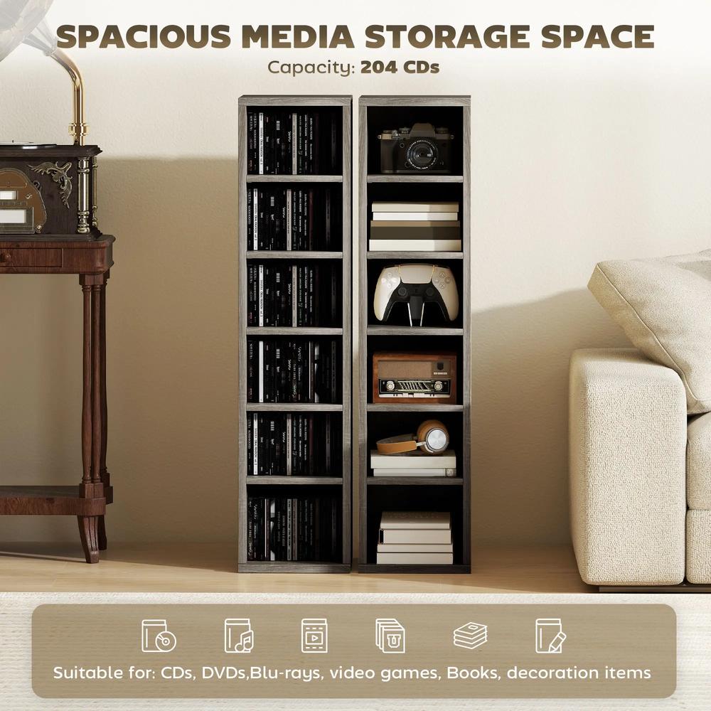 HOMCOM Set of 2 CD Media Display Shelf Unit Tower Rack with Adjustable Shelves Additional View 26