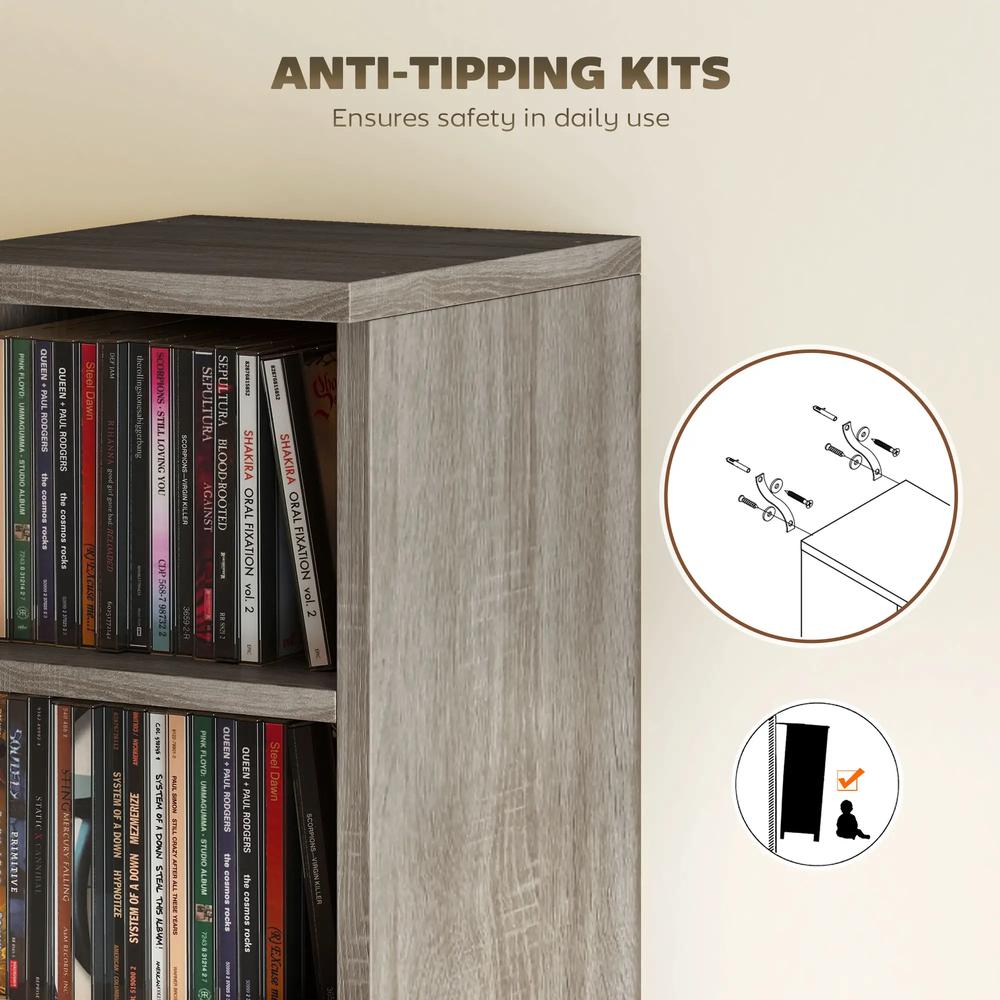 HOMCOM Set of 2 CD Media Display Shelf Unit Tower Rack with Adjustable Shelves Additional View 29