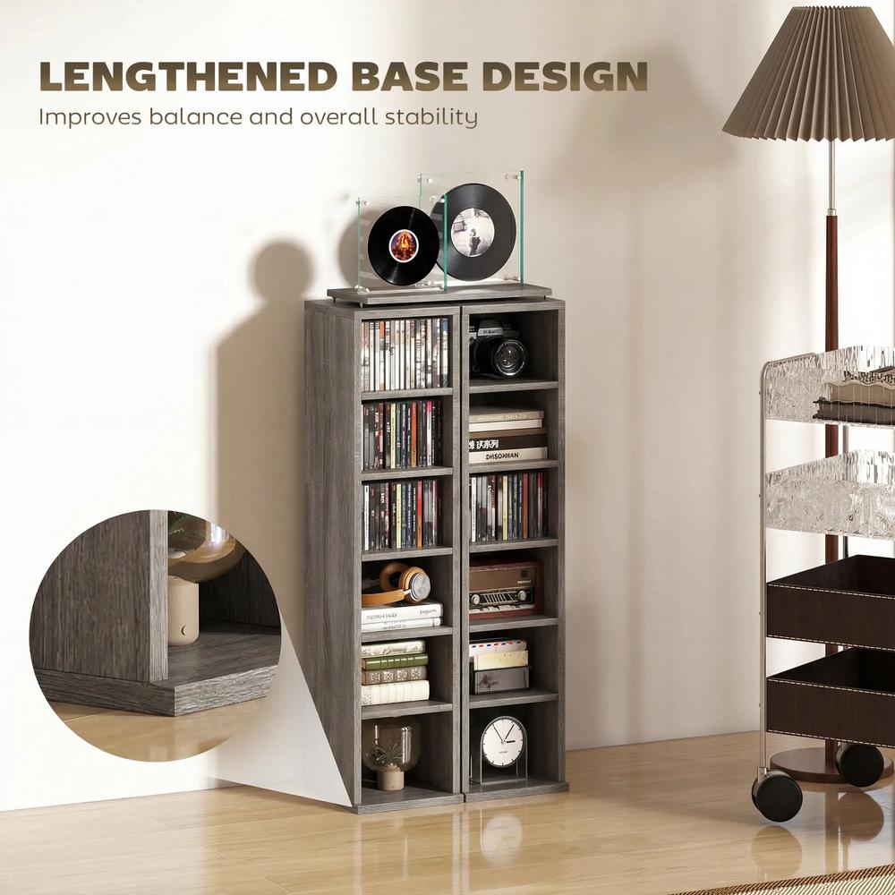 HOMCOM Set of 2 CD Media Display Shelf Unit Tower Rack with Adjustable Shelves Additional View 30
