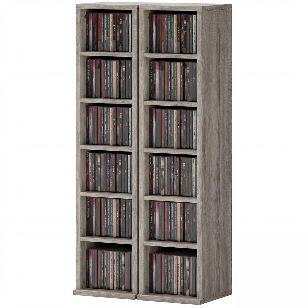 HOMCOM Set of 2 CD Media Display Shelf Unit Tower Rack with Adjustable Shelves Additional View 33