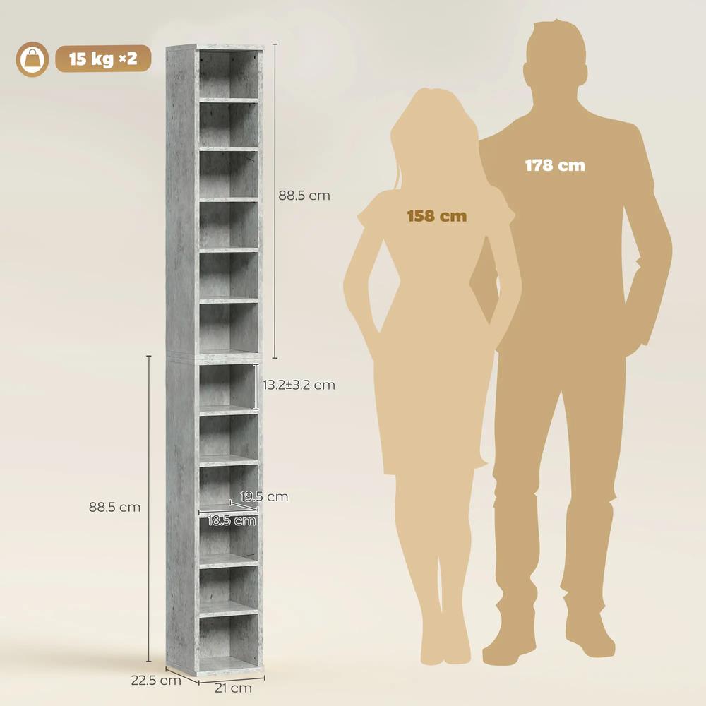 HOMCOM Set of 2 CD Media Display Shelf Unit Tower Rack with Adjustable Shelves Additional View 36