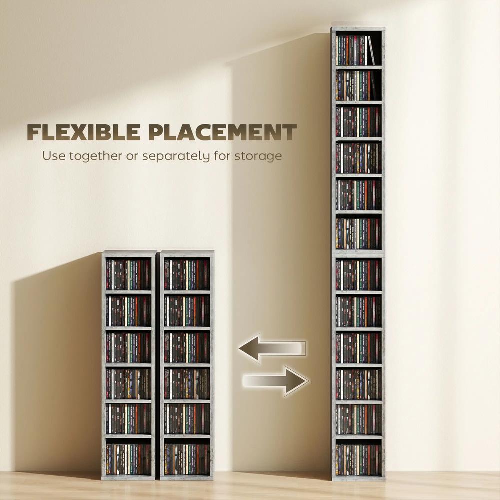 HOMCOM Set of 2 CD Media Display Shelf Unit Tower Rack with Adjustable Shelves Additional View 38