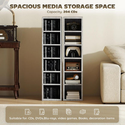 HOMCOM Set of 2 CD Media Display Shelf Unit Tower Rack with Adjustable Shelves Additional View 59