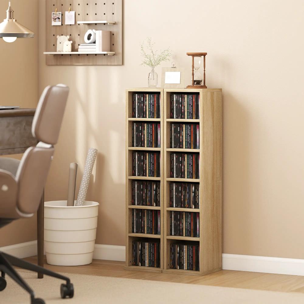 HOMCOM Set of 2 CD Media Display Shelf Unit Tower Rack with Adjustable Shelves Additional View 46