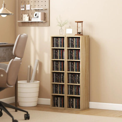 HOMCOM Set of 2 CD Media Display Shelf Unit Tower Rack with Adjustable Shelves Additional View 46