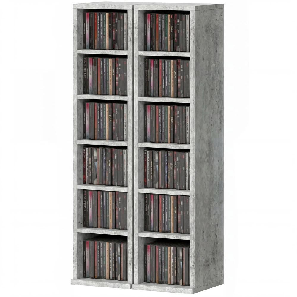 HOMCOM Set of 2 CD Media Display Shelf Unit Tower Rack with Adjustable Shelves Additional View 66