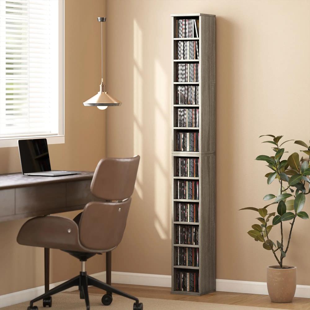 HOMCOM Set of 2 CD Media Display Shelf Unit Tower Rack with Adjustable Shelves Additional View 68
