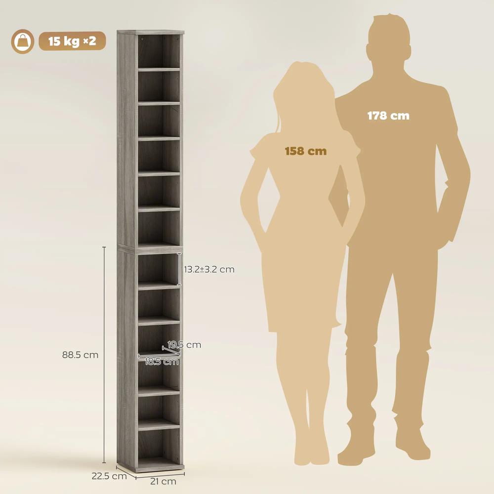 HOMCOM Set of 2 CD Media Display Shelf Unit Tower Rack with Adjustable Shelves Additional View 69