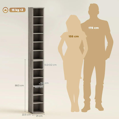 HOMCOM Set of 2 CD Media Display Shelf Unit Tower Rack with Adjustable Shelves Additional View 69