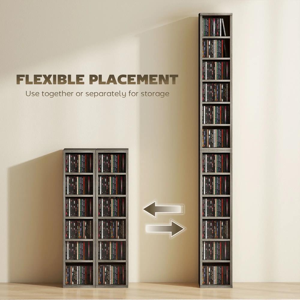 HOMCOM Set of 2 CD Media Display Shelf Unit Tower Rack with Adjustable Shelves Additional View 71