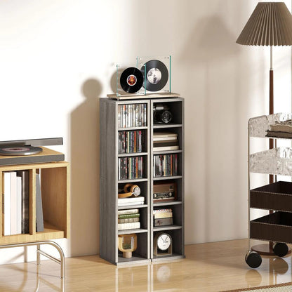 HOMCOM Set of 2 CD Media Display Shelf Unit Tower Rack with Adjustable Shelves Additional View 75