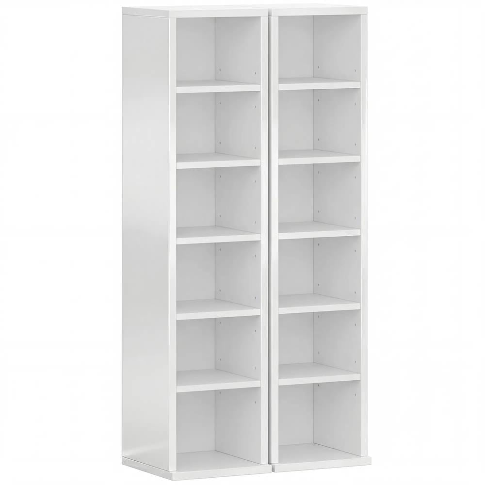 HOMCOM Set of 2 CD Media Display Shelf Unit Tower Rack with Adjustable Shelves Additional View 78