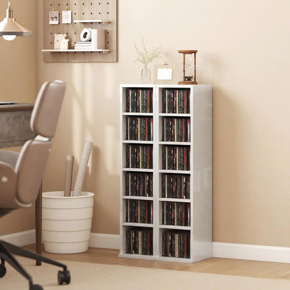 HOMCOM Set of 2 CD Media Display Shelf Unit Tower Rack with Adjustable Shelves Additional View 79