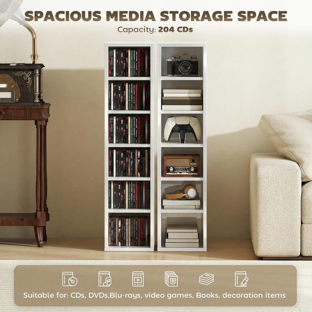 HOMCOM Set of 2 CD Media Display Shelf Unit Tower Rack with Adjustable Shelves Additional View 81