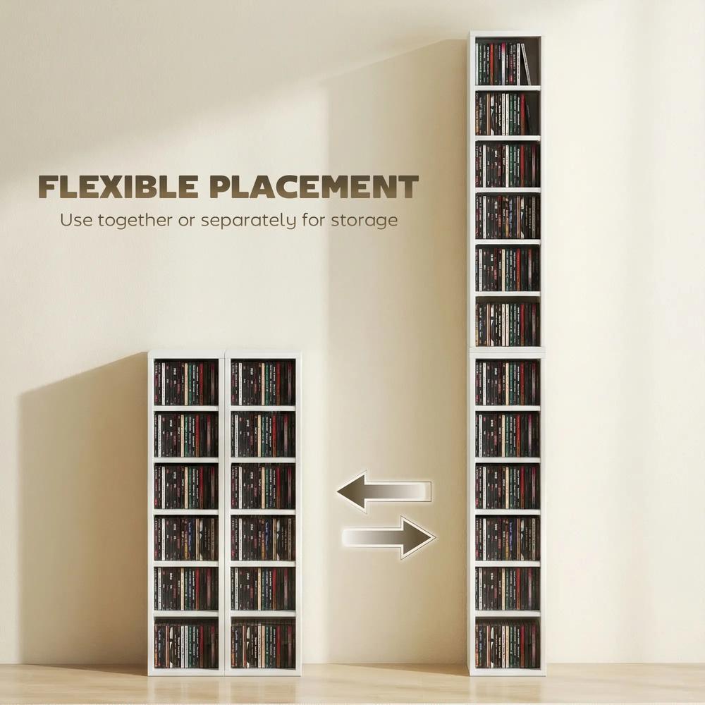 HOMCOM Set of 2 CD Media Display Shelf Unit Tower Rack with Adjustable Shelves Additional View 82