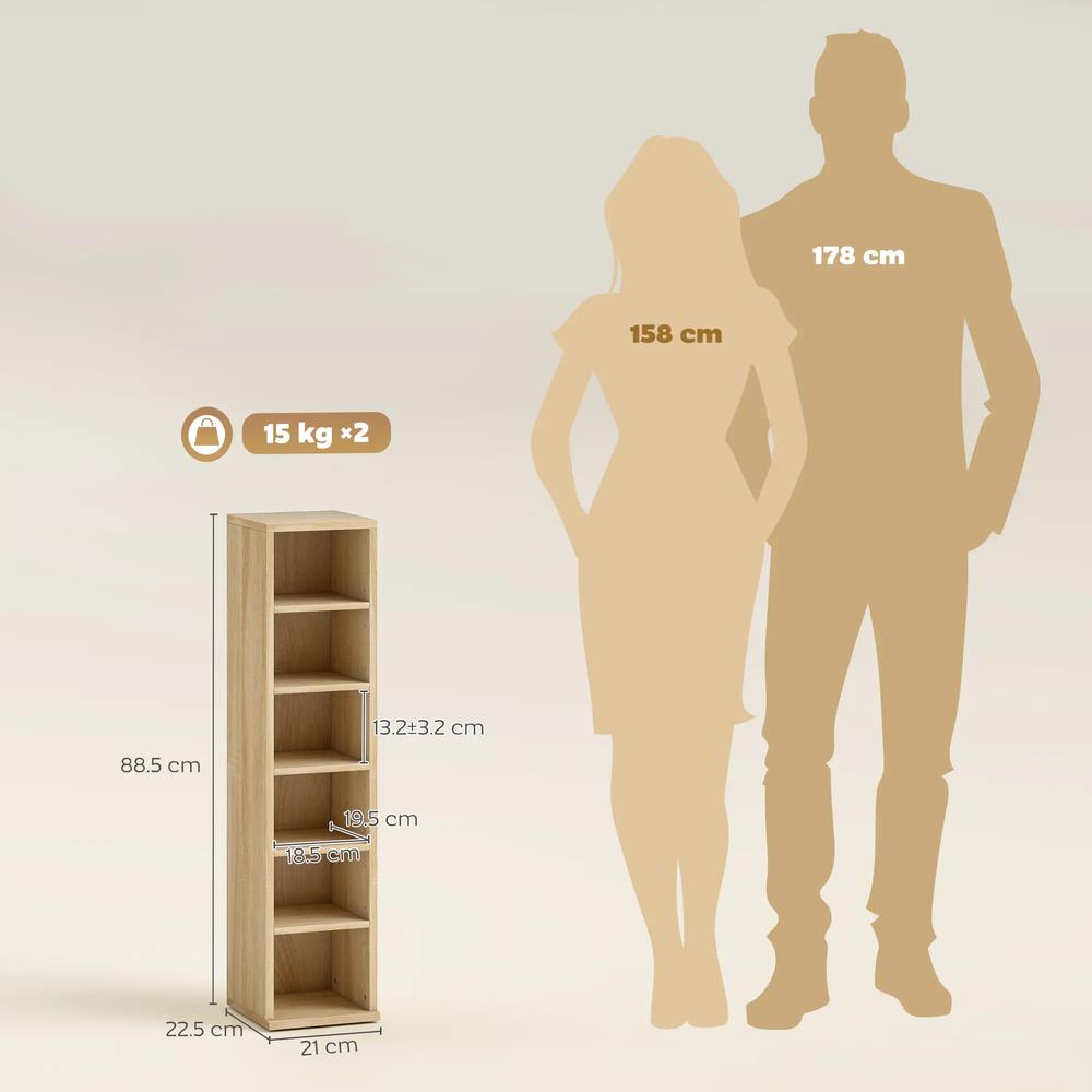 HOMCOM Set of 2 CD Media Display Shelf Unit Tower Rack with Adjustable Shelves Additional View 47