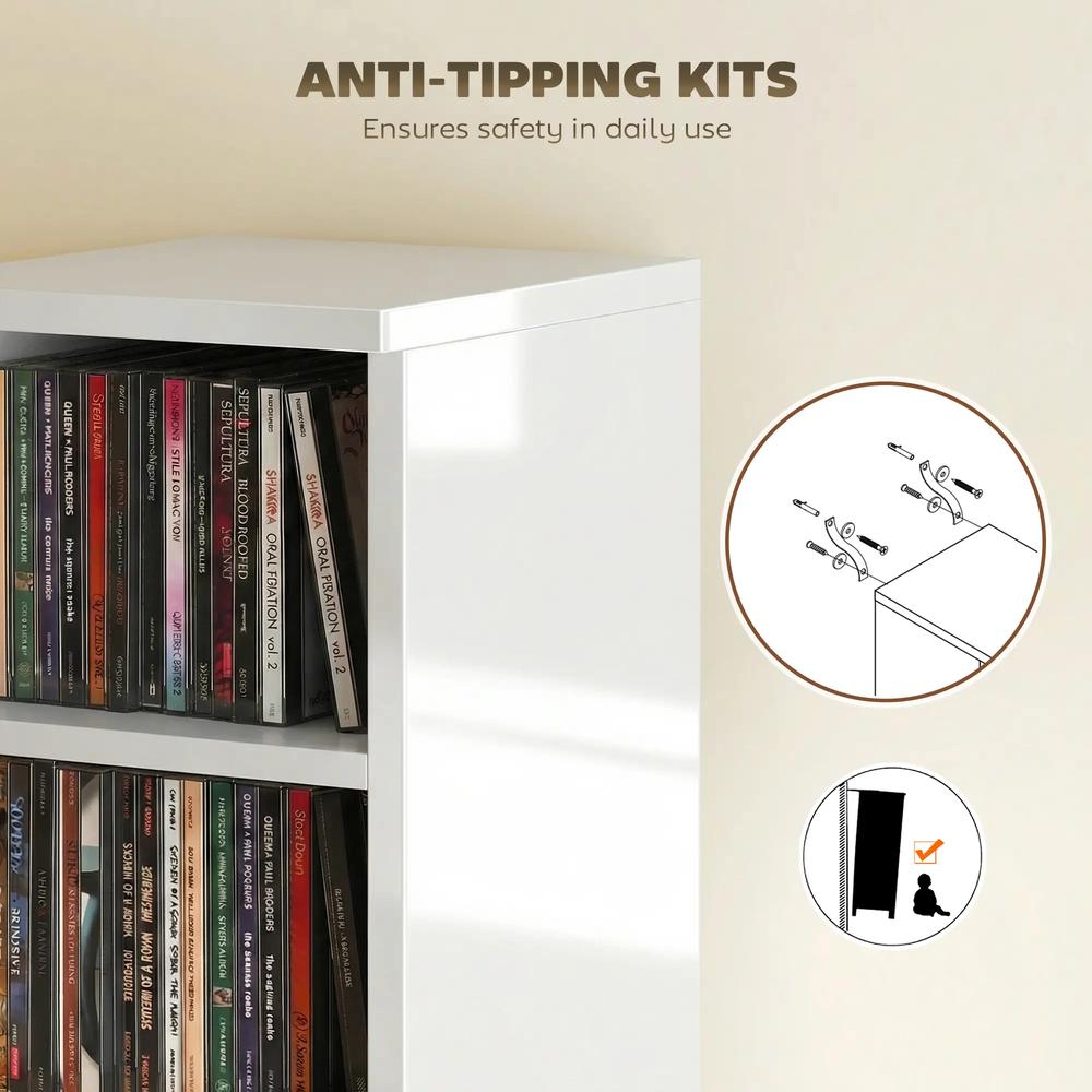 HOMCOM Set of 2 CD Media Display Shelf Unit Tower Rack with Adjustable Shelves Additional View 84