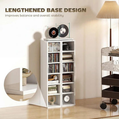 HOMCOM Set of 2 CD Media Display Shelf Unit Tower Rack with Adjustable Shelves Additional View 85