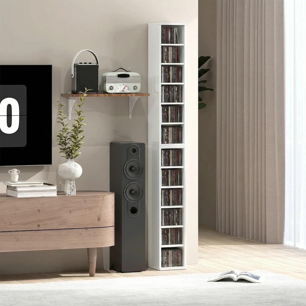 HOMCOM Set of 2 CD Media Display Shelf Unit Tower Rack with Adjustable Shelves Additional View 87